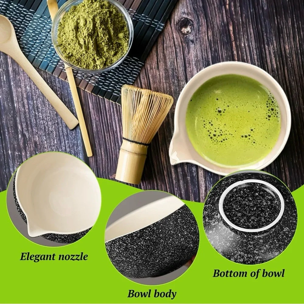 Japanese Ceramic Matcha Bowl Set with Bamboo Whisk & Spoon – NWT